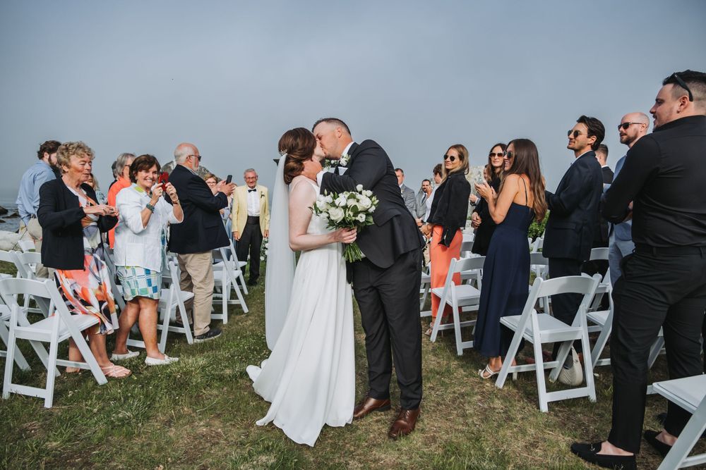 First kiss at bull point estate wedding.